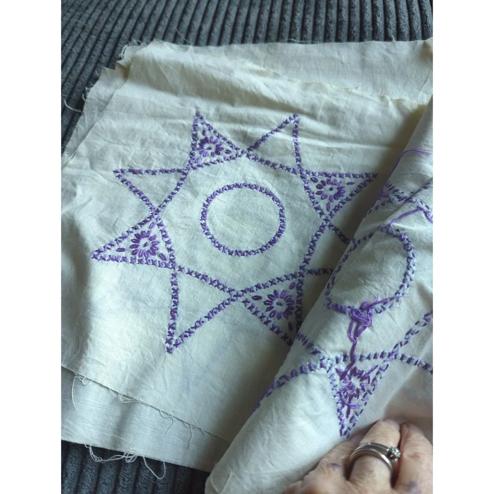 18  Vintage Purple Stars Cross Stitch Quilt 11